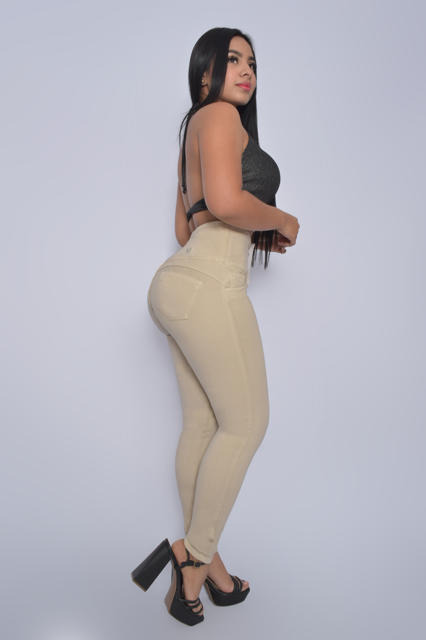 Jeans con Faja Control de Abdomen Levanta Cola Natural Premium Cintura de Avispa™