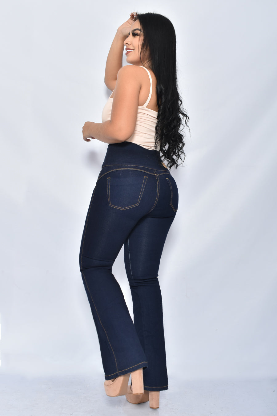 Jeans con Faja Control de Abdomen Levanta Cola Natural Premium Cintura de Avispa™