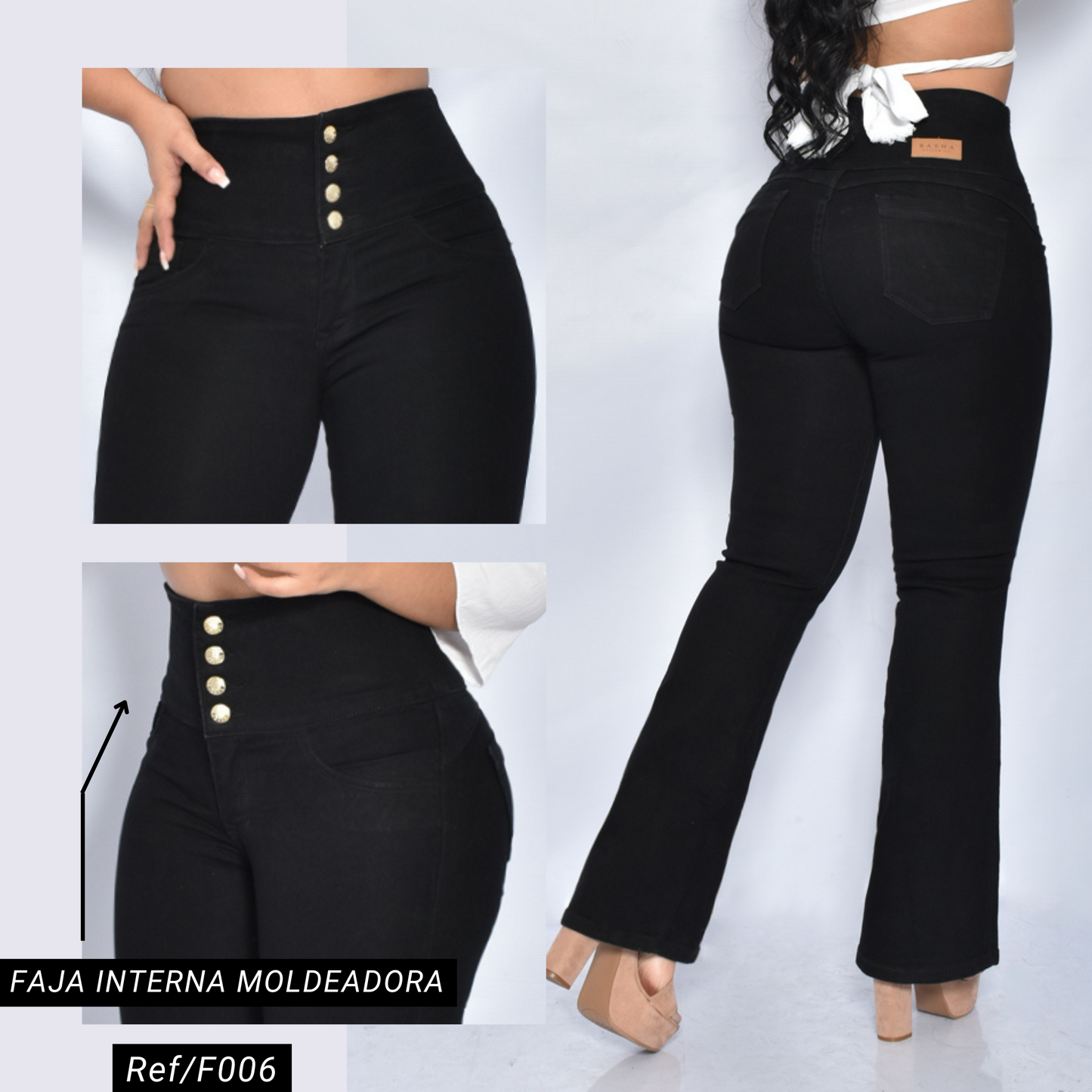 Jeans con Faja Control de Abdomen Levanta Cola Natural Premium Cintura de Avispa™