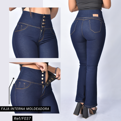 Jeans con Faja Control de Abdomen Levanta Cola Natural Premium Cintura de Avispa™