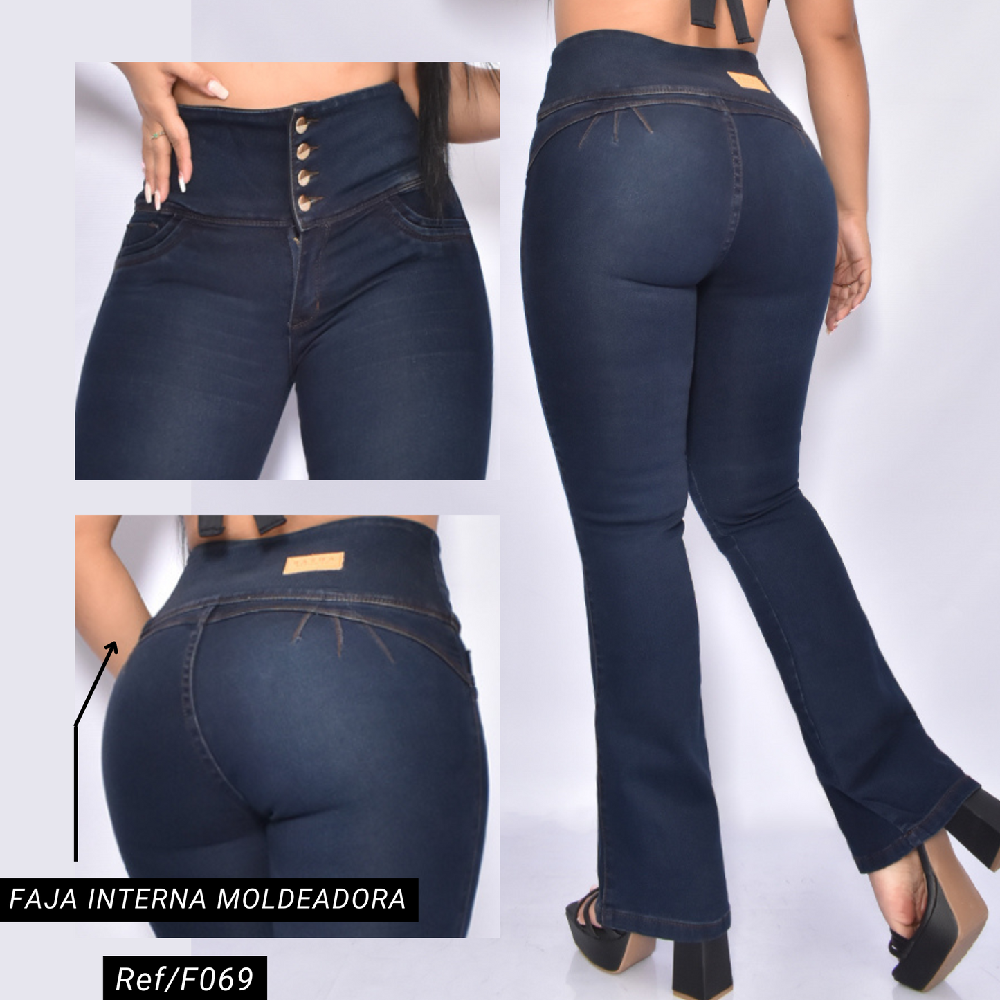 Jeans con Faja Control de Abdomen Levanta Cola Natural Premium Cintura de Avispa™