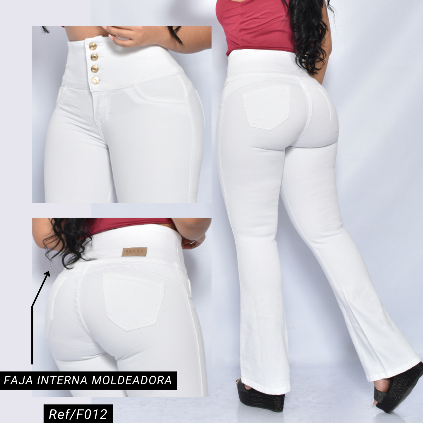 Jeans con Faja Control de Abdomen Levanta Cola Natural Premium Cintura de Avispa™